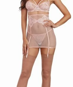 Dreamgirl International 3-Piece Set: Fishnet And Lace Bra, Garter Skirt, And G-String Lingerie Sets