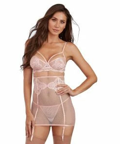 Dreamgirl International 3-Piece Set: Fishnet And Lace Bra, Garter Skirt, And G-String Lingerie Sets