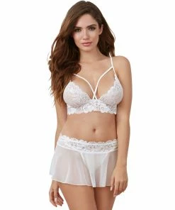 Dreamgirl International 3-Piece Skirt, G-String, And Lace Bralette Set Bras & Bralette Sets
