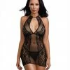 Dreamgirl International Babydolls & Chemises Baby Fishnet And Lace Halter Chemise With Matching G-String