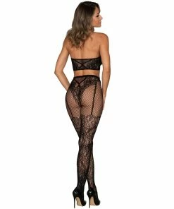 Dreamgirl International What's New Bralette & Pantyhose Bodystocking Set With Knitted Lace Detail