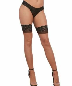 Dreamgirl International Babydolls & Chemises Cuban Heel Sheer Stay-Up Thigh High Stockings