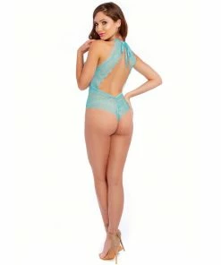 Dreamgirl International Eyelash Lace Halter Teddy Bridal Collection