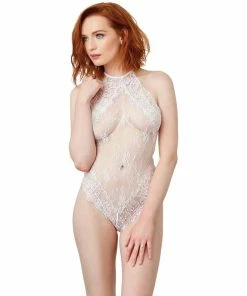 Dreamgirl International LINGERIE Eyelash Lace Halter Teddy