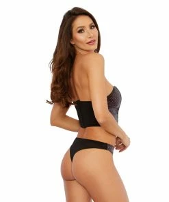 Dreamgirl International Faux-Leather Cropped Bustier & Thong Set