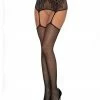 Dreamgirl International Fishnet & Lace Garter Pantyhose With Knitted Scallop Lace Design