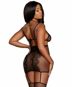 Dreamgirl International Fishnet & Lace Two-Piece Bralette & Garter Dress Set Babydolls & Chemises 11 Dreamgirl International Fishnet & Lace Two-Piece Bralette & Garter Dress Set Babydolls & Chemises