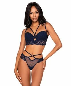 Dreamgirl International Fishnet & Scalloped Lace Bra Set With Plunge Neckline What's New