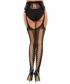 Dreamgirl International Fishnet Suspender Garter Pantyhose Babydolls & Chemises
