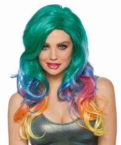 Dreamgirl Costume Jewel Tone Rainbow Wig Babydolls & Chemises
