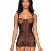 Dreamgirl International Knitted Lace Garter Dress With Criss-Cross Detail What's New