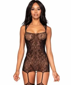 Dreamgirl International Knitted Lace Garter Dress With Criss-Cross Detail What's New