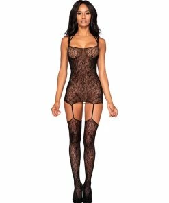 Dreamgirl International Knitted Lace Garter Dress With Criss-Cross Detail What's New