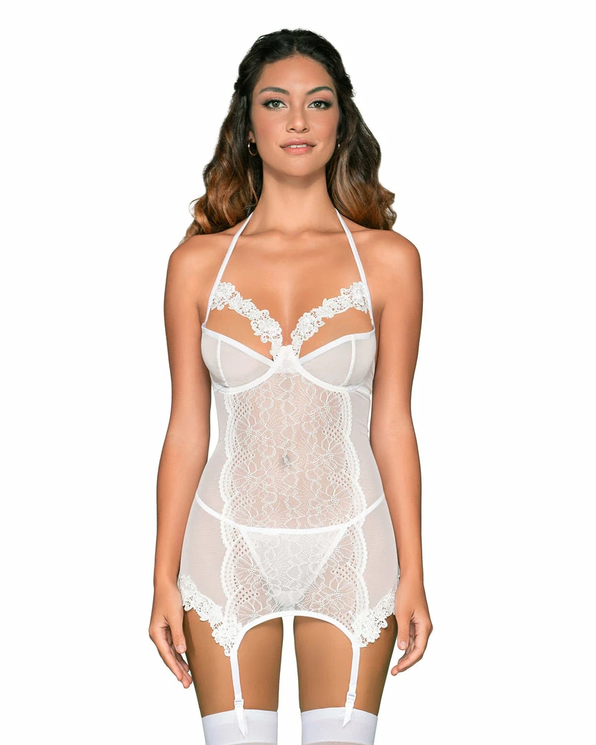 Dreamgirl International Lace & Mesh Underwire Garter Slip & G-String Set With Venise Lace Detail What's New 2 Dreamgirl International Lace & Mesh Underwire Garter Slip & G-String Set With Venise Lace Detail What's New