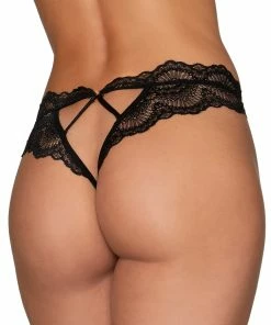 Dreamgirl International What's New Lace Tanga Open Crotch Panty With Open Back Detail