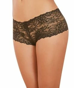 Dreamgirl International Lace-Up Back Crotchless Boyshorts LINGERIE