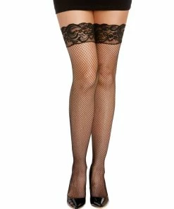 Dreamgirl International Laced Stay-up Fishnet Thigh High