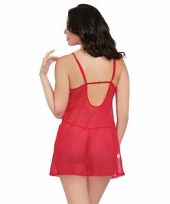 Dreamgirl International Mesh Chemise & Robe Set With Matching G-String