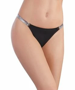 Dreamgirl International LINGERIE Microfiber G-String With Chainmail Hip Strap