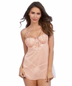 Dreamgirl International LINGERIE Opalescent Mesh And Embroidered Lace Chemise