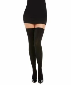 Dreamgirl International Opaque Knitted Thigh High Stockings With Criss-Cross Detail