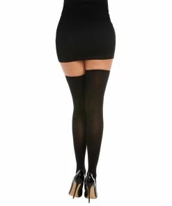 Dreamgirl International Opaque Knitted Thigh High Stockings With Criss-Cross Detail