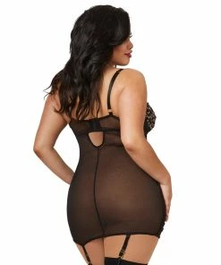 Dreamgirl International Plus Size Abstract Animal Print Garter Slip With Ruched Sides Garter Slips