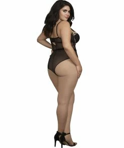 Dreamgirl International Plus Size Cheetah Print Stretch Lace And Mesh Teddy