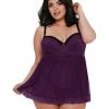 Dreamgirl International Plus Size Contrast Lace Overlay Babydoll LINGERIE