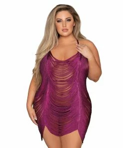 Dreamgirl International Plus Size Drape Fringe Chemise