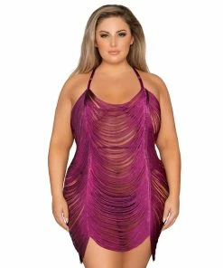 Dreamgirl International Plus Size Drape Fringe Chemise