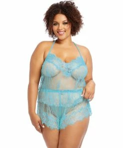 Dreamgirl International Plus Size Delicate Floral Lace Camisole & Shorts Set LINGERIE