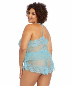 Dreamgirl International Plus Size Delicate Floral Lace Camisole & Shorts Set LINGERIE