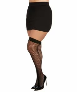 Dreamgirl International Plus Size Diamond Net Fishnet Thigh High Stockings
