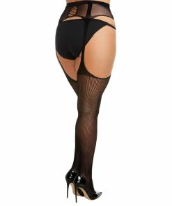Dreamgirl International Plus Size Fishnet Suspender Garter Pantyhose