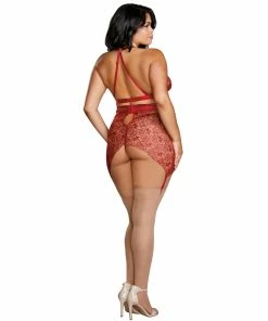 Dreamgirl International Plus Size Floral Embroidery Bralette & Garter Skirt LINGERIE 8 Dreamgirl International Plus Size Floral Embroidery Bralette & Garter Skirt LINGERIE