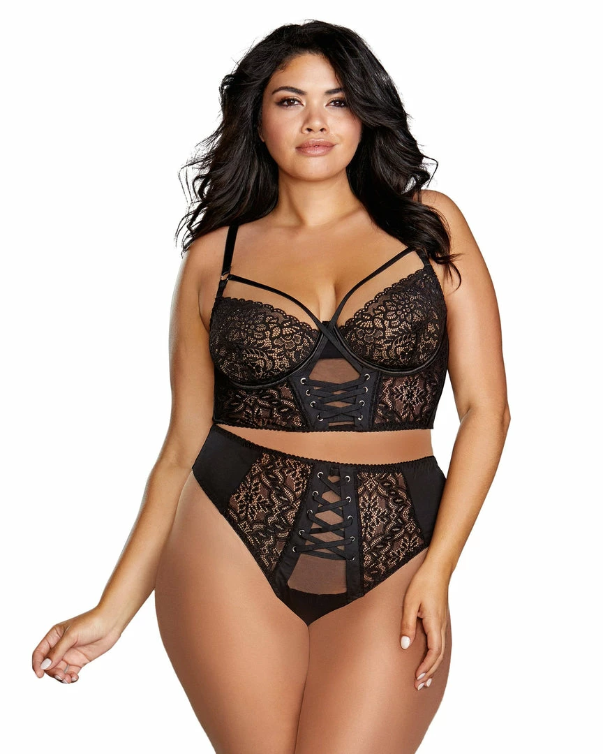 Dreamgirl International Plus Size Galloon Lace Underwire Bustier & Panty LINGERIE 1 Dreamgirl International Plus Size Galloon Lace Underwire Bustier & Panty LINGERIE