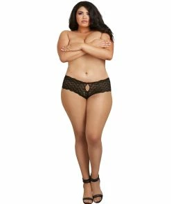 Dreamgirl International Plus Size Heart Cutout Lace Panty