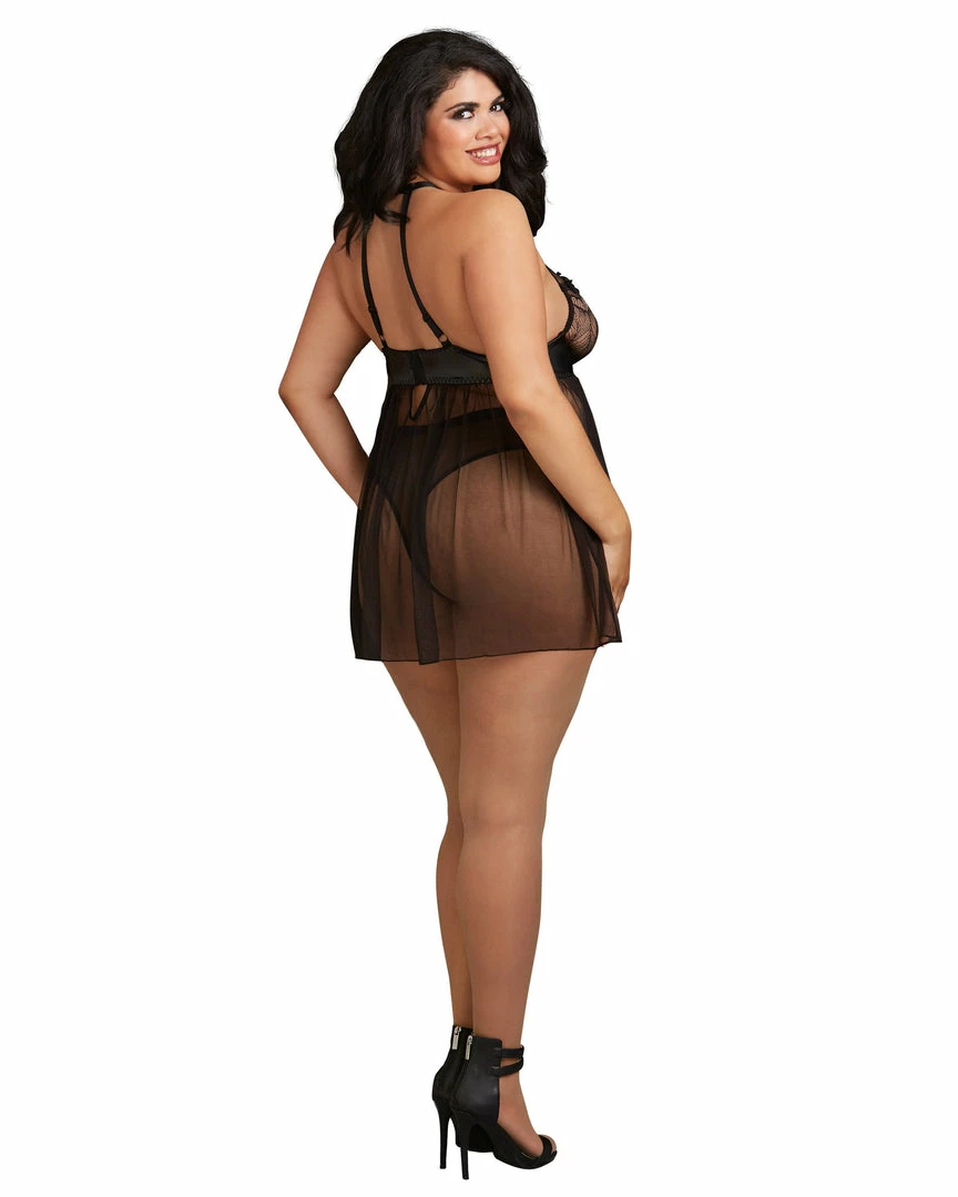 Dreamgirl International Babydolls & Chemises Plus Size High Neck Halter Flyaway Front Babydoll 5 Dreamgirl International Babydolls & Chemises Plus Size High Neck Halter Flyaway Front Babydoll