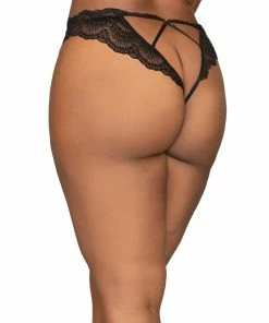 Dreamgirl International What's New Plus Size Lace Tanga Open Crotch Panty With Open Back Detail