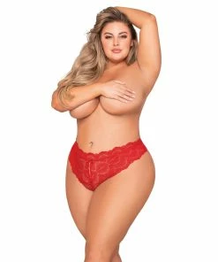 Dreamgirl International Plus Size Lace Tanga Open Crotch Panty With Open Back Detail 6 Dreamgirl International Plus Size Lace Tanga Open Crotch Panty With Open Back Detail
