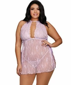 Dreamgirl International Plus Size Lace Toga Chemise And Matching G-String Set Babydolls & Chemises 17 Dreamgirl International Plus Size Lace Toga Chemise And Matching G-String Set Babydolls & Chemises