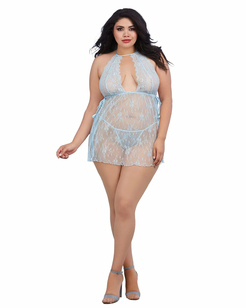 Dreamgirl International Plus Size Lace Toga Chemise And Matching G-String Set Babydolls & Chemises 4 Dreamgirl International Plus Size Lace Toga Chemise And Matching G-String Set Babydolls & Chemises