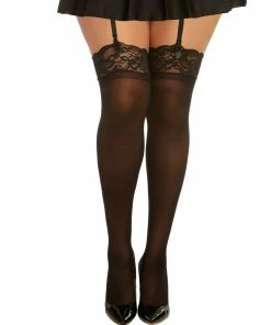 Dreamgirl International Plus Size Lace Top Sheer Thigh High