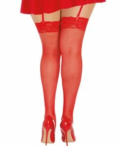 Dreamgirl International Plus Size Laced Fishnet Thigh High