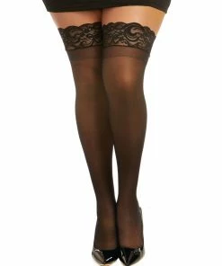 Dreamgirl International Plus Size Laced Stay-up Sheer Thigh High