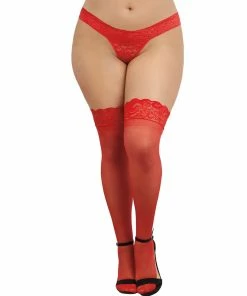 Dreamgirl International Plus Size Laced Stay-up Sheer Thigh High