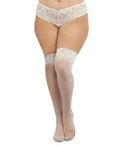 Dreamgirl International Plus Size Laced Stay-up Sheer Thigh High