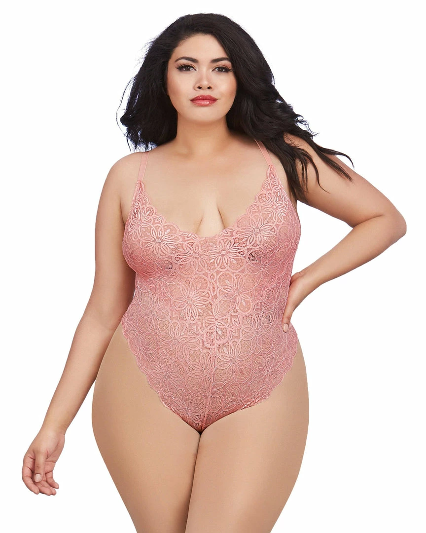 Dreamgirl International Plus Size Mosaic Lace Teddy & Sheer Skirt LINGERIE 3 Dreamgirl International Plus Size Mosaic Lace Teddy & Sheer Skirt LINGERIE