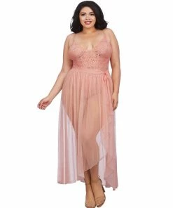 Dreamgirl International Plus Size Mosaic Lace Teddy & Sheer Skirt LINGERIE